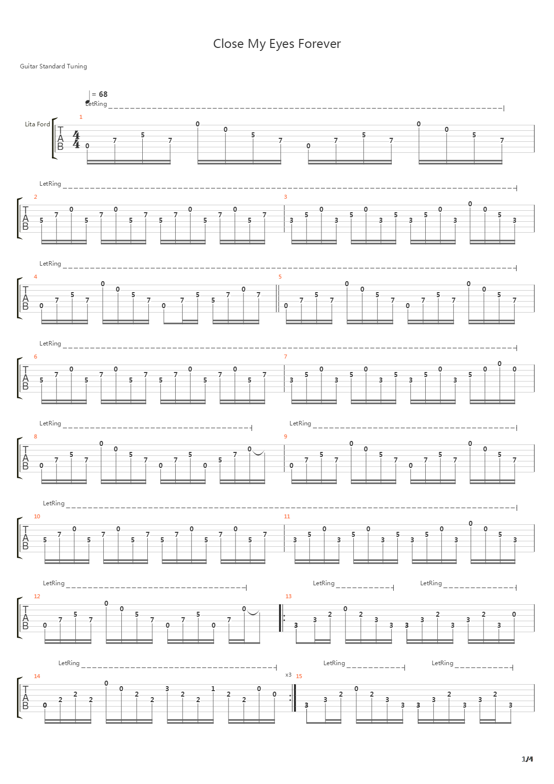 Close My Eyes Forever吉他谱