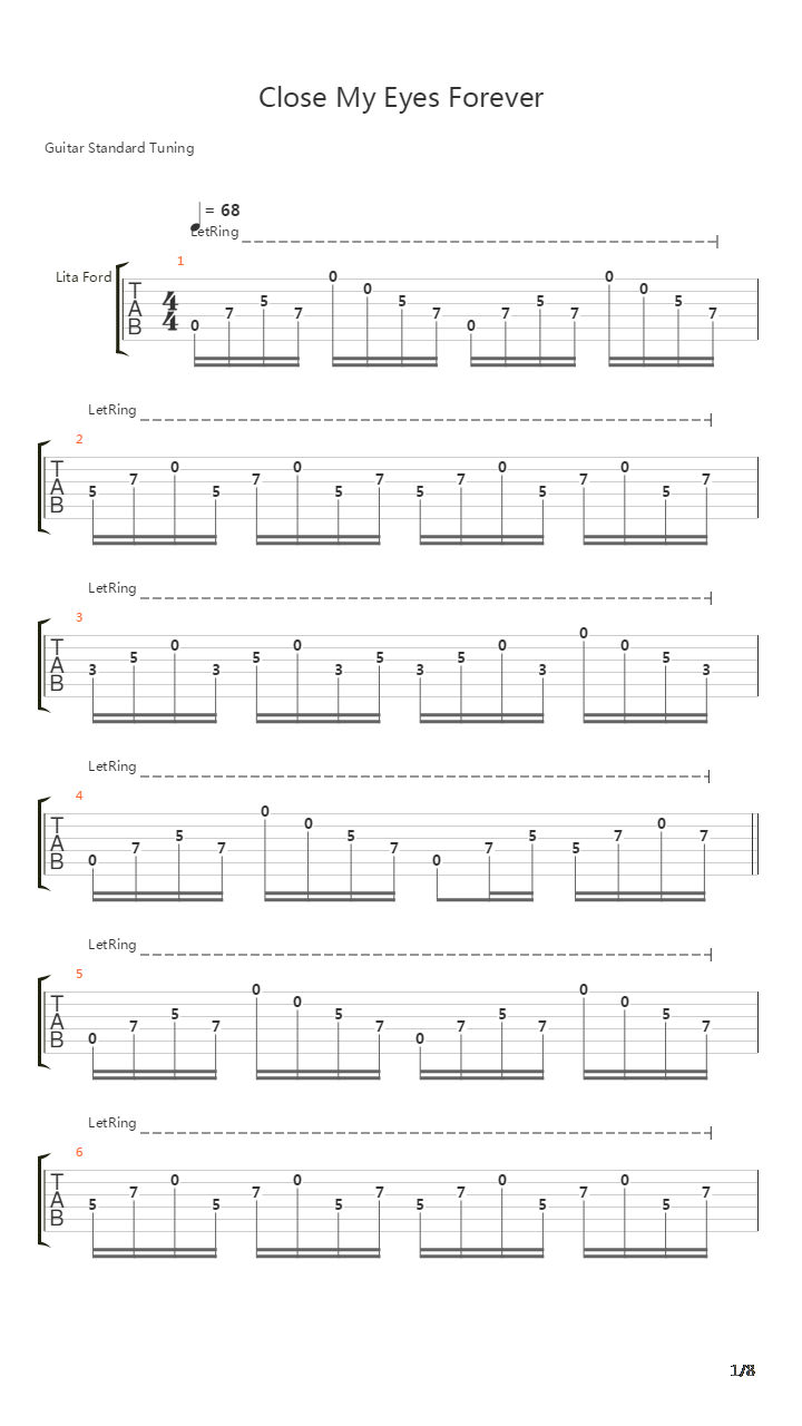 Close My Eyes Forever吉他谱
