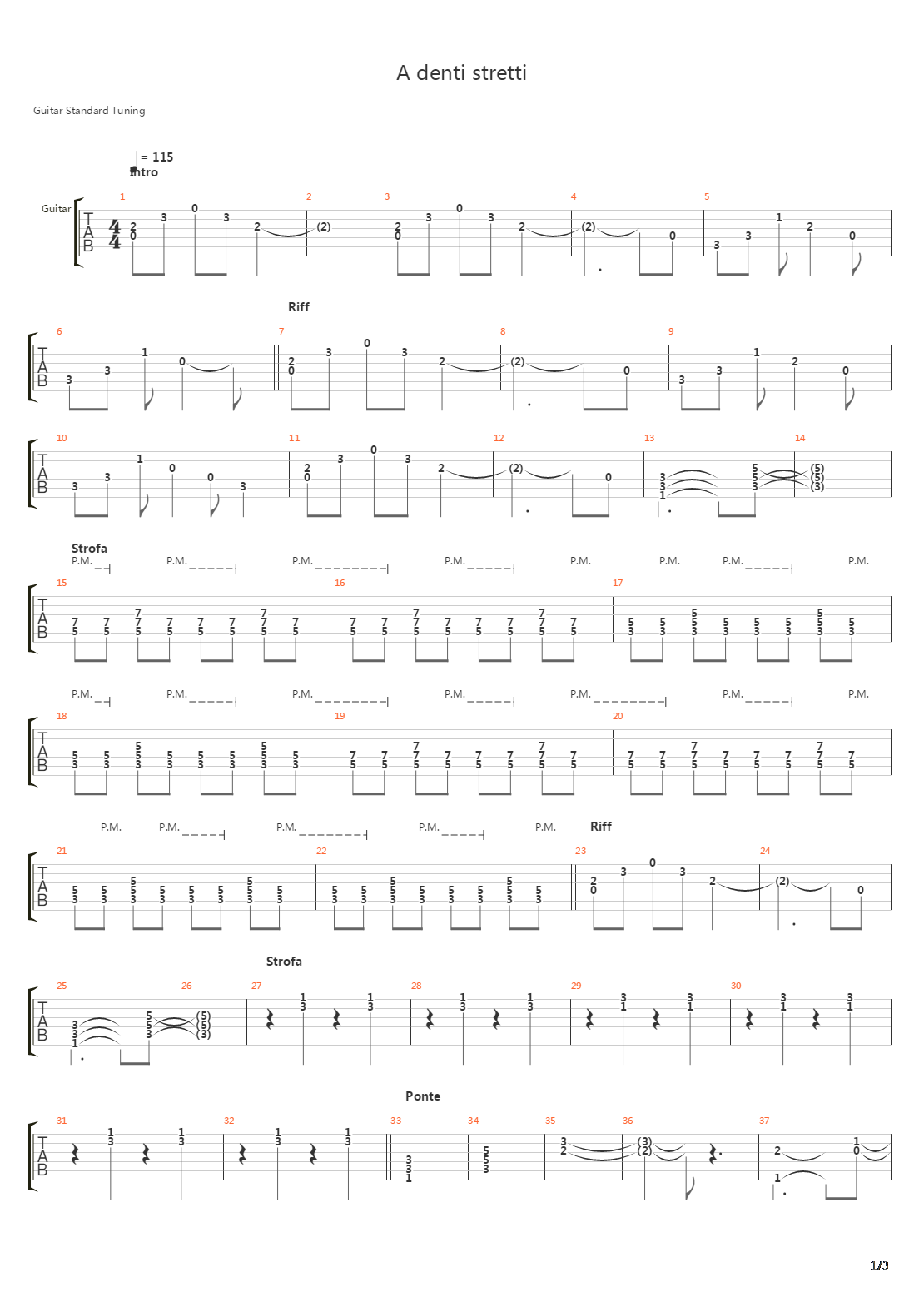 A Denti Stretti吉他谱