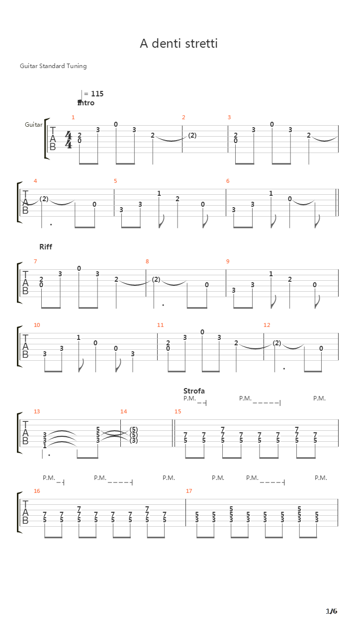 A Denti Stretti吉他谱