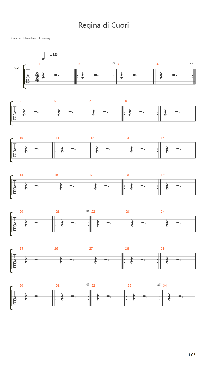 Regina Di Cuori吉他谱