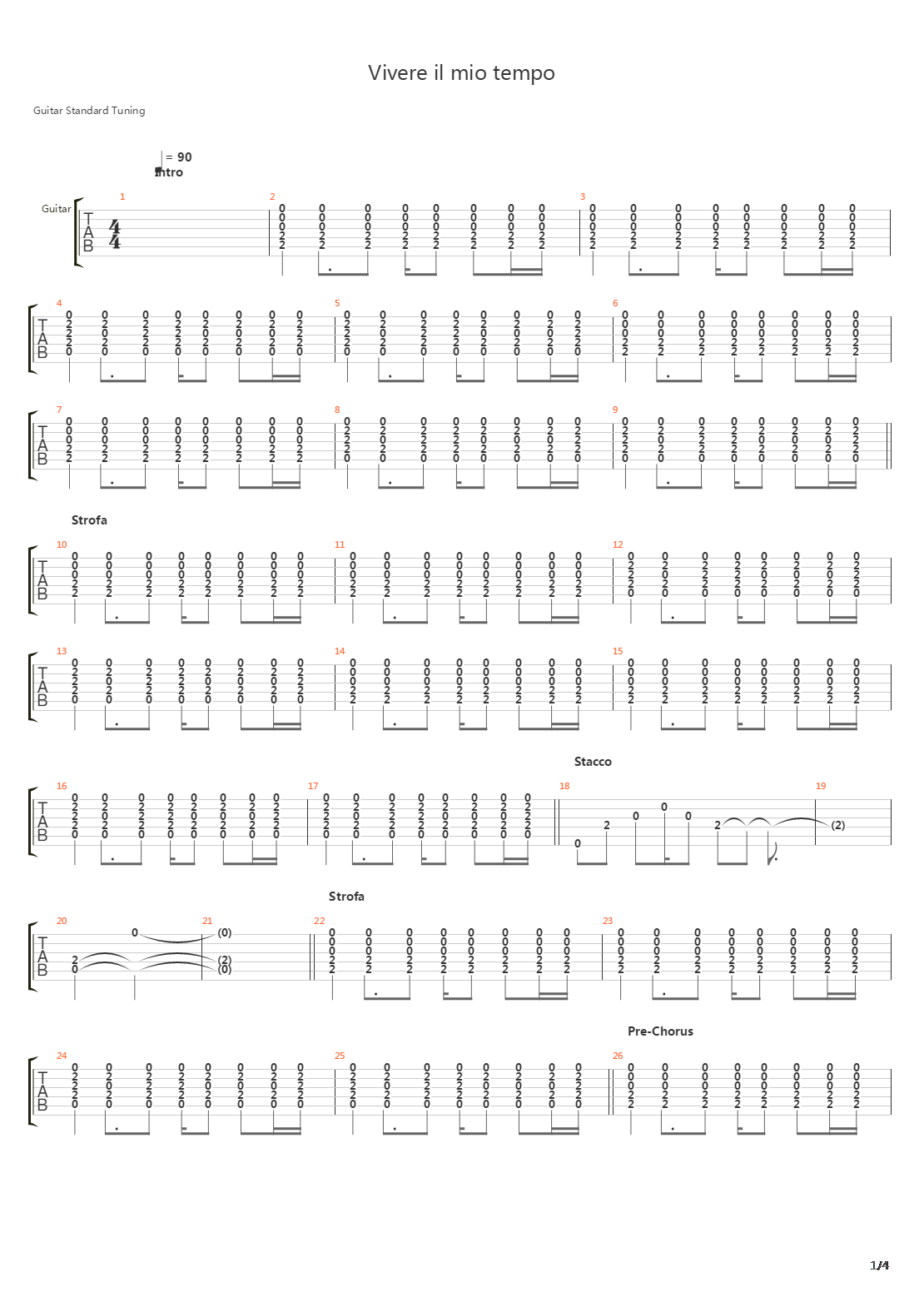 Vivere Il Mio Tempo吉他谱