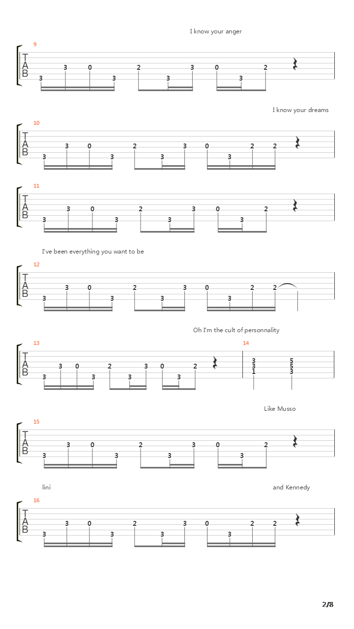 Cult Of Personality吉他谱