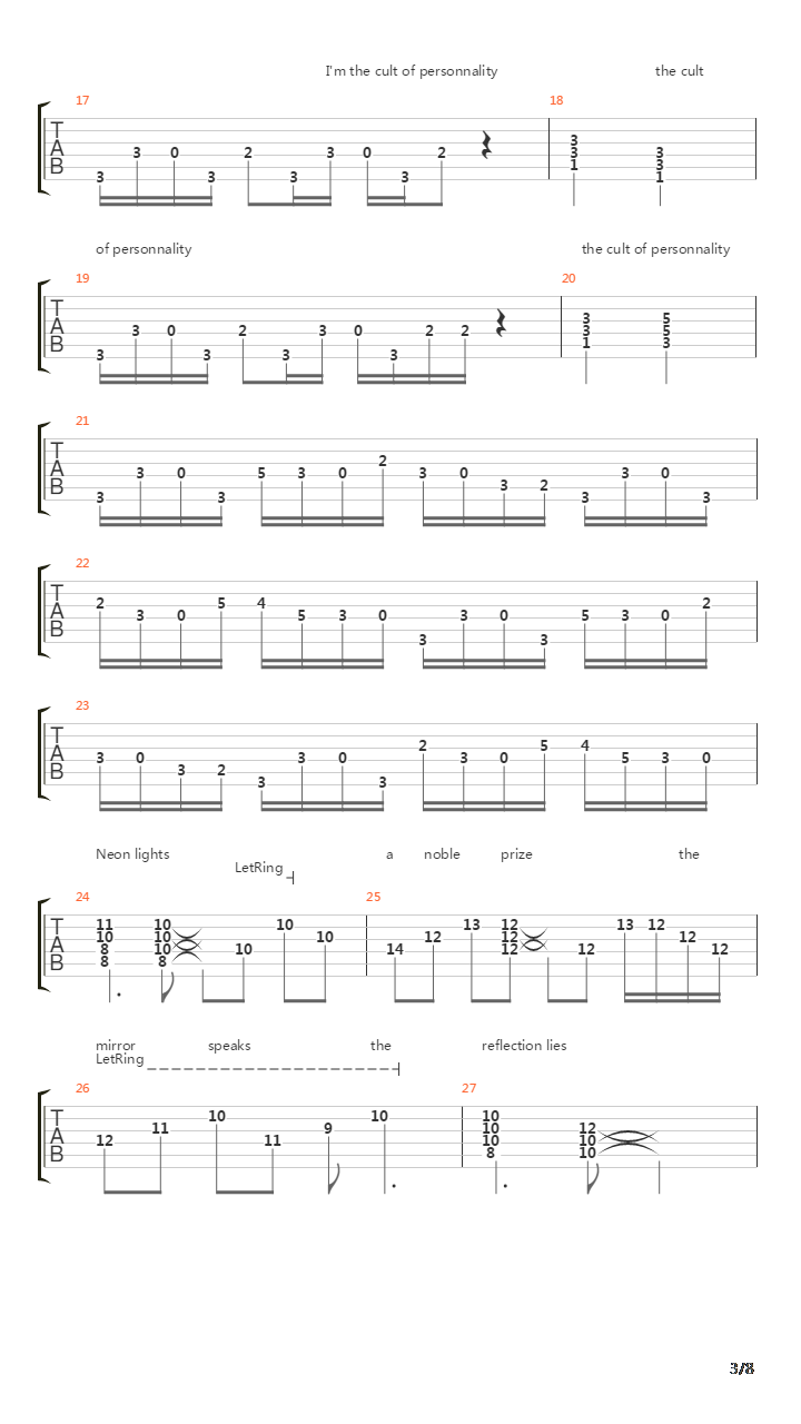 Cult Of Personality吉他谱