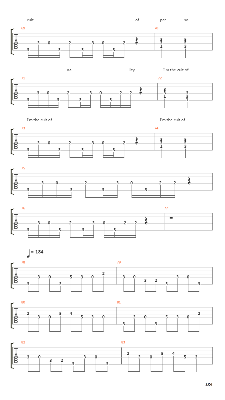 Cult Of Personality吉他谱
