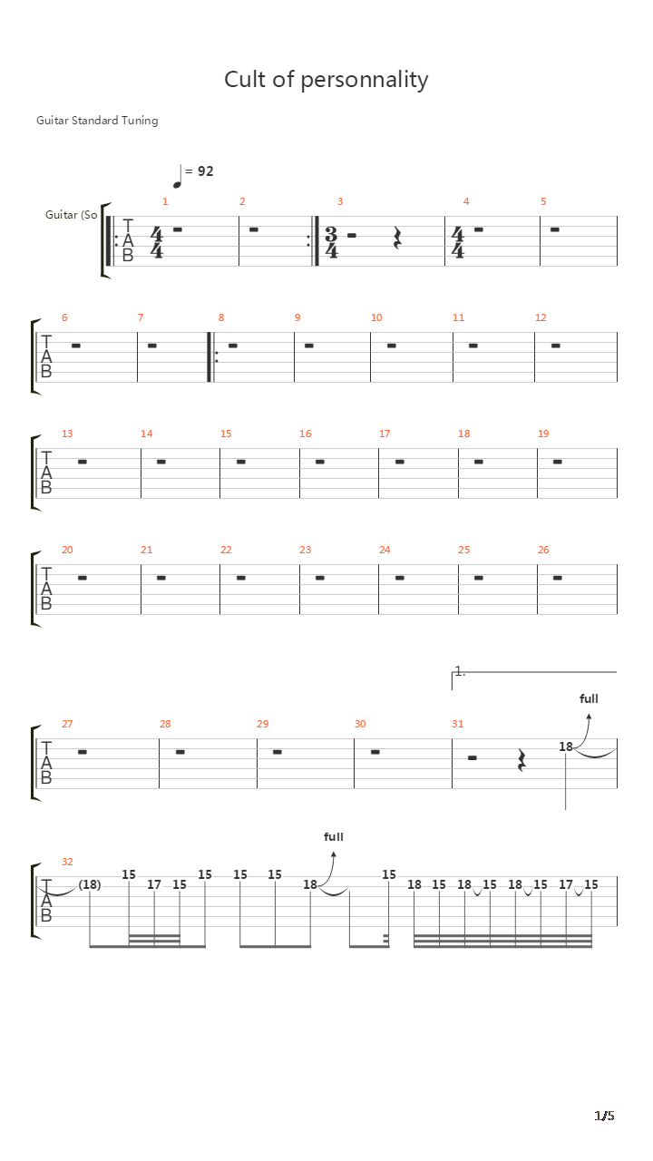 Cult Of Personality吉他谱