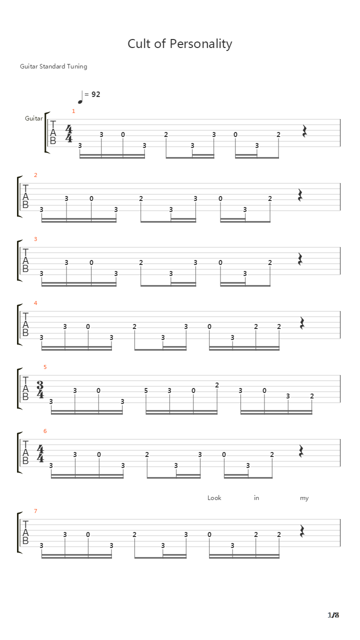 Cult Of Personality吉他谱
