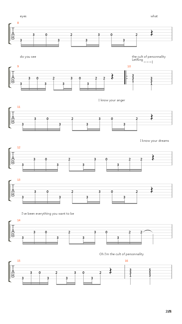 Cult Of Personality吉他谱