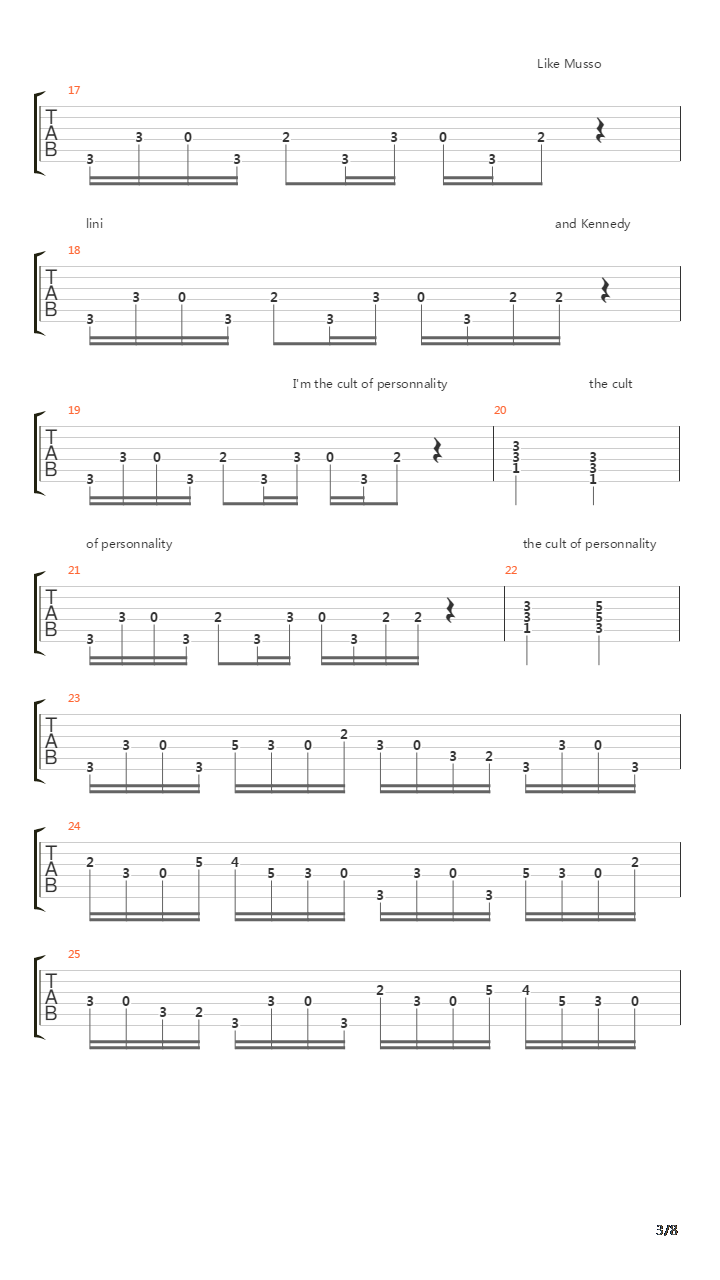 Cult Of Personality吉他谱