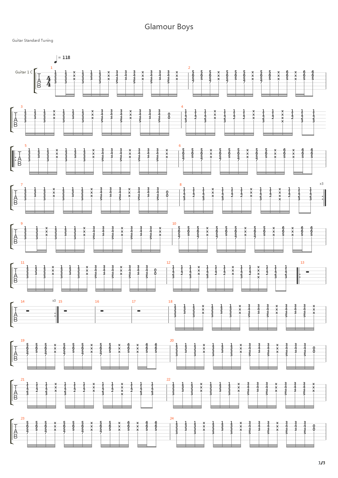 Glamour Boys吉他谱