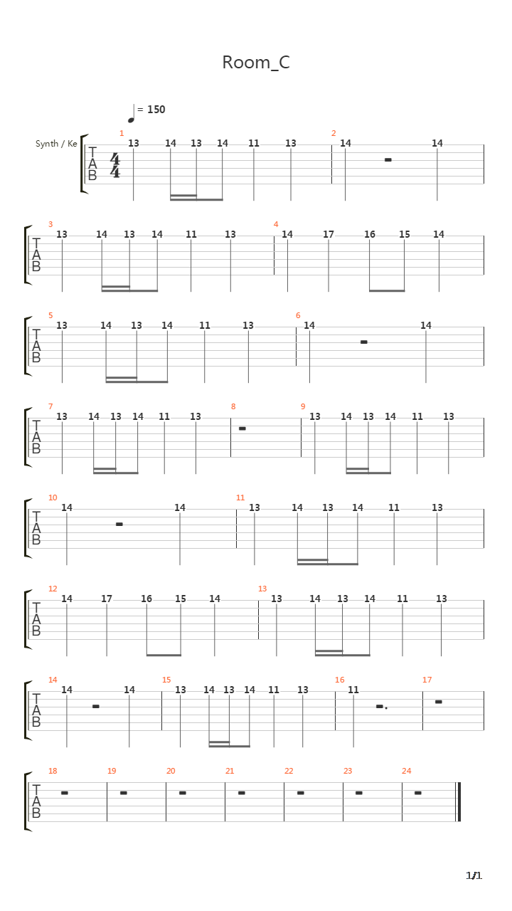 Room C吉他谱