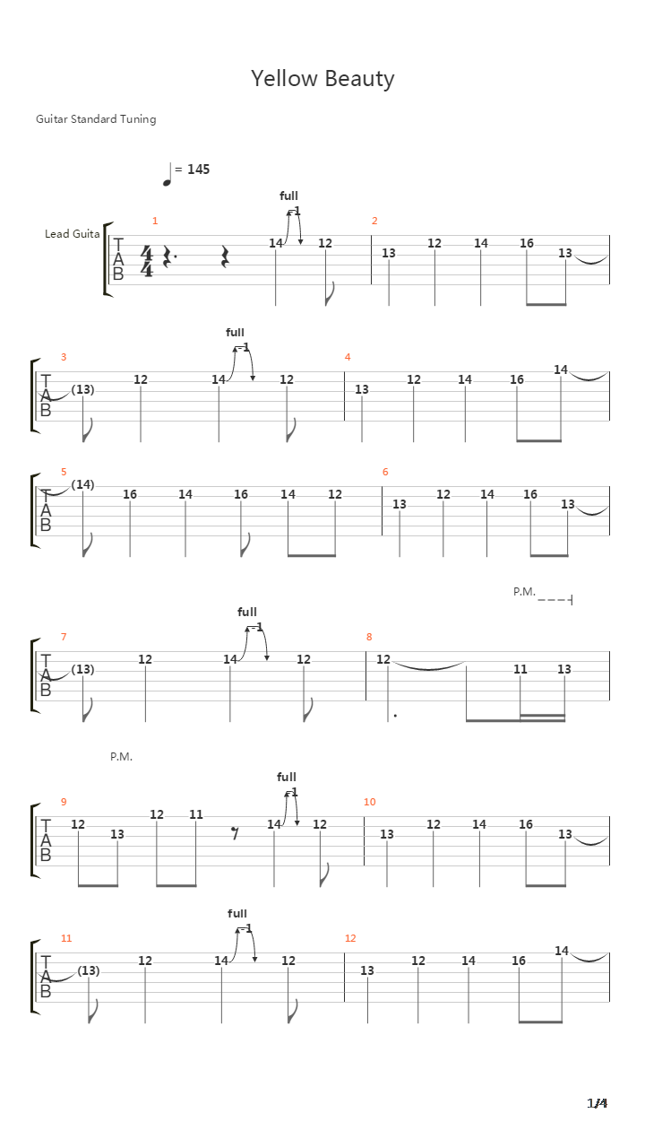 Yellow Beauty吉他谱