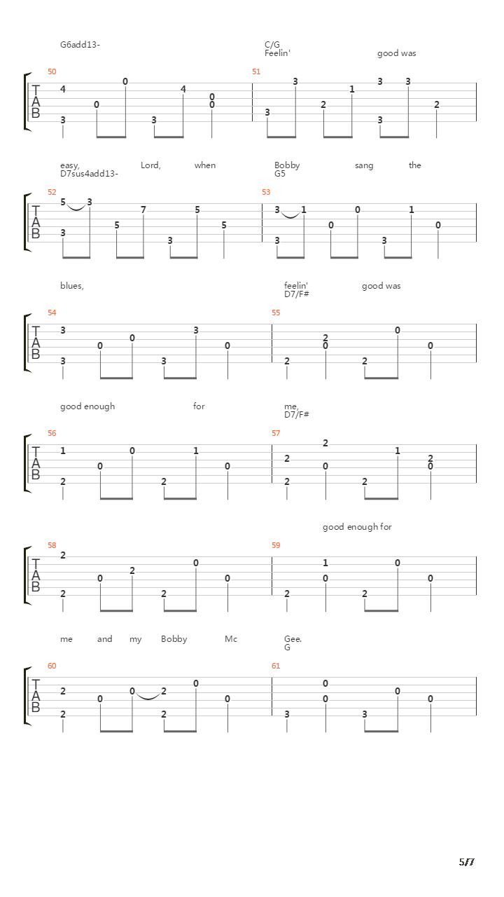 Bobby Mcgee吉他谱