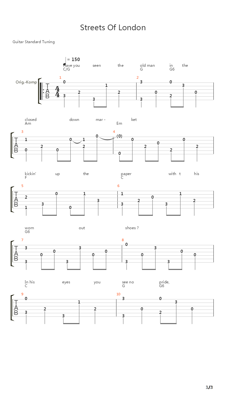 Streets Of London吉他谱