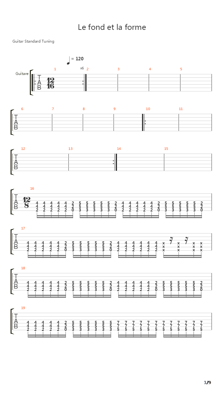 Le Fond Et La Forme吉他谱