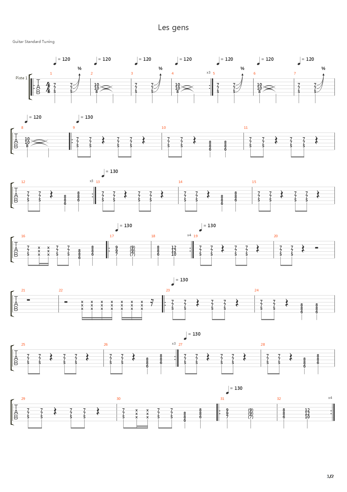 Les Gens吉他谱
