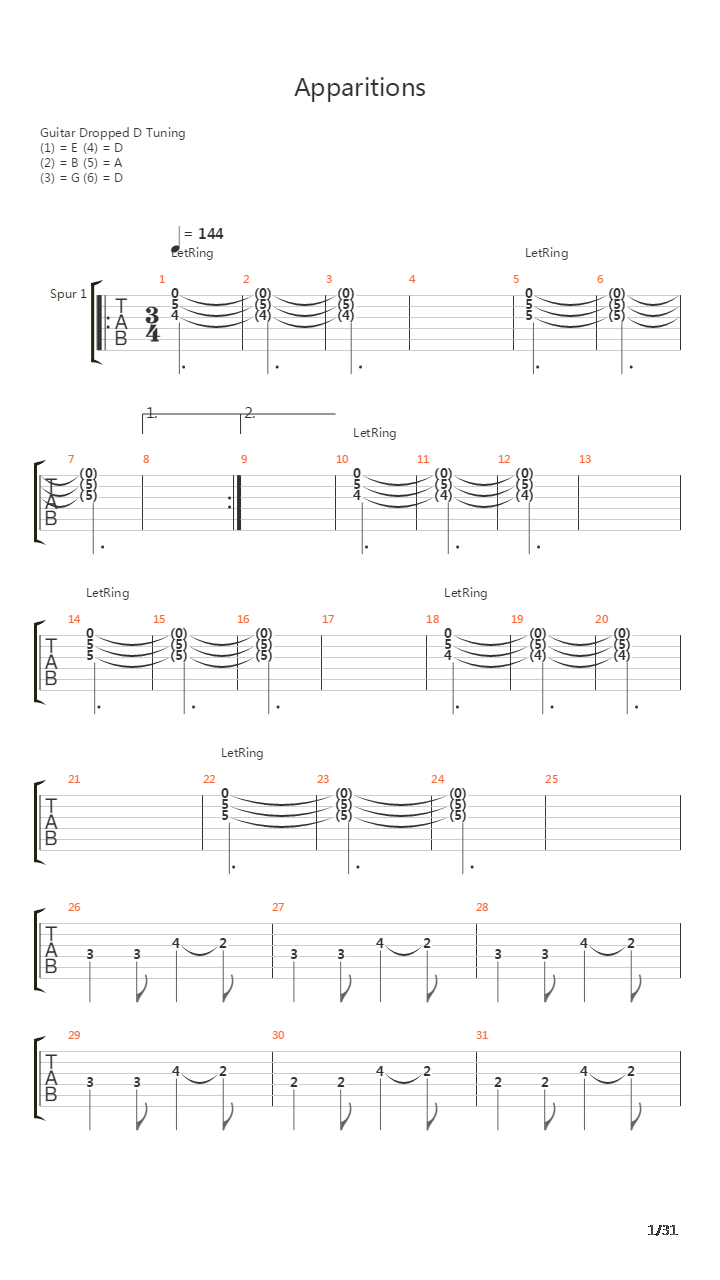 Apparitions吉他谱