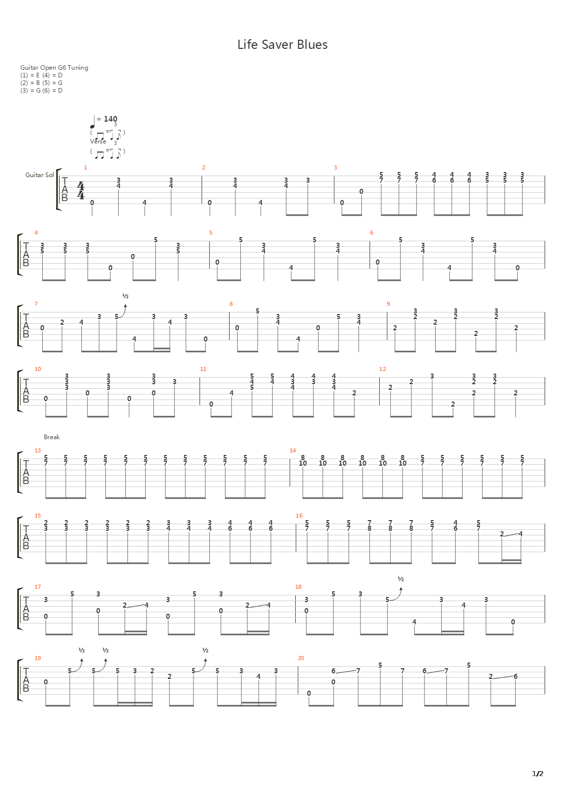 Life Saver Blues吉他谱