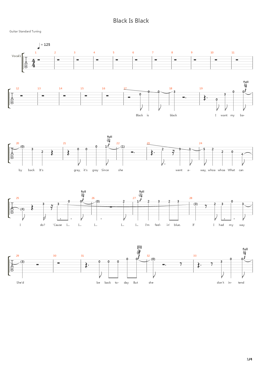 Black Is Black吉他谱