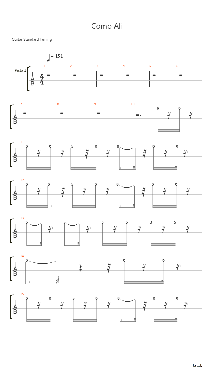 Como Ali吉他谱