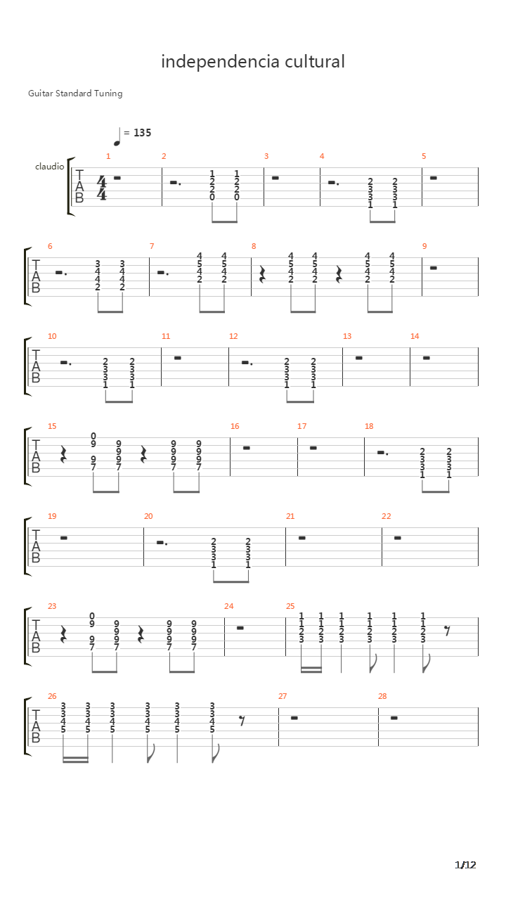 Indepencia Cultural吉他谱