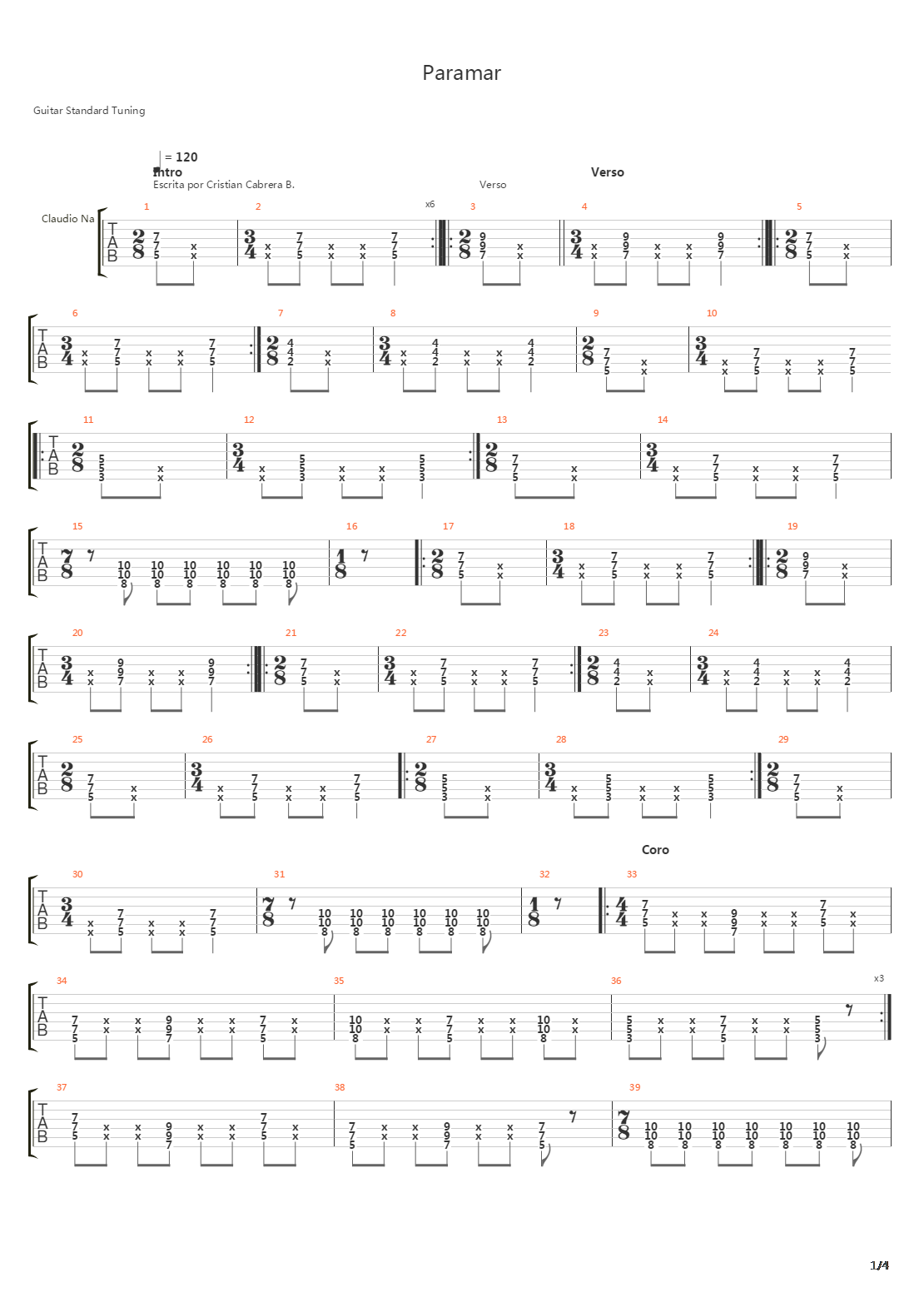 Paramar吉他谱