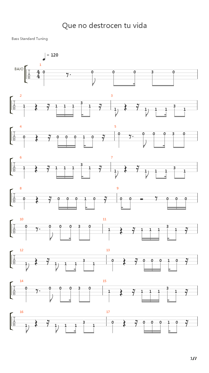 Que No Destrocen Tu Vida吉他谱