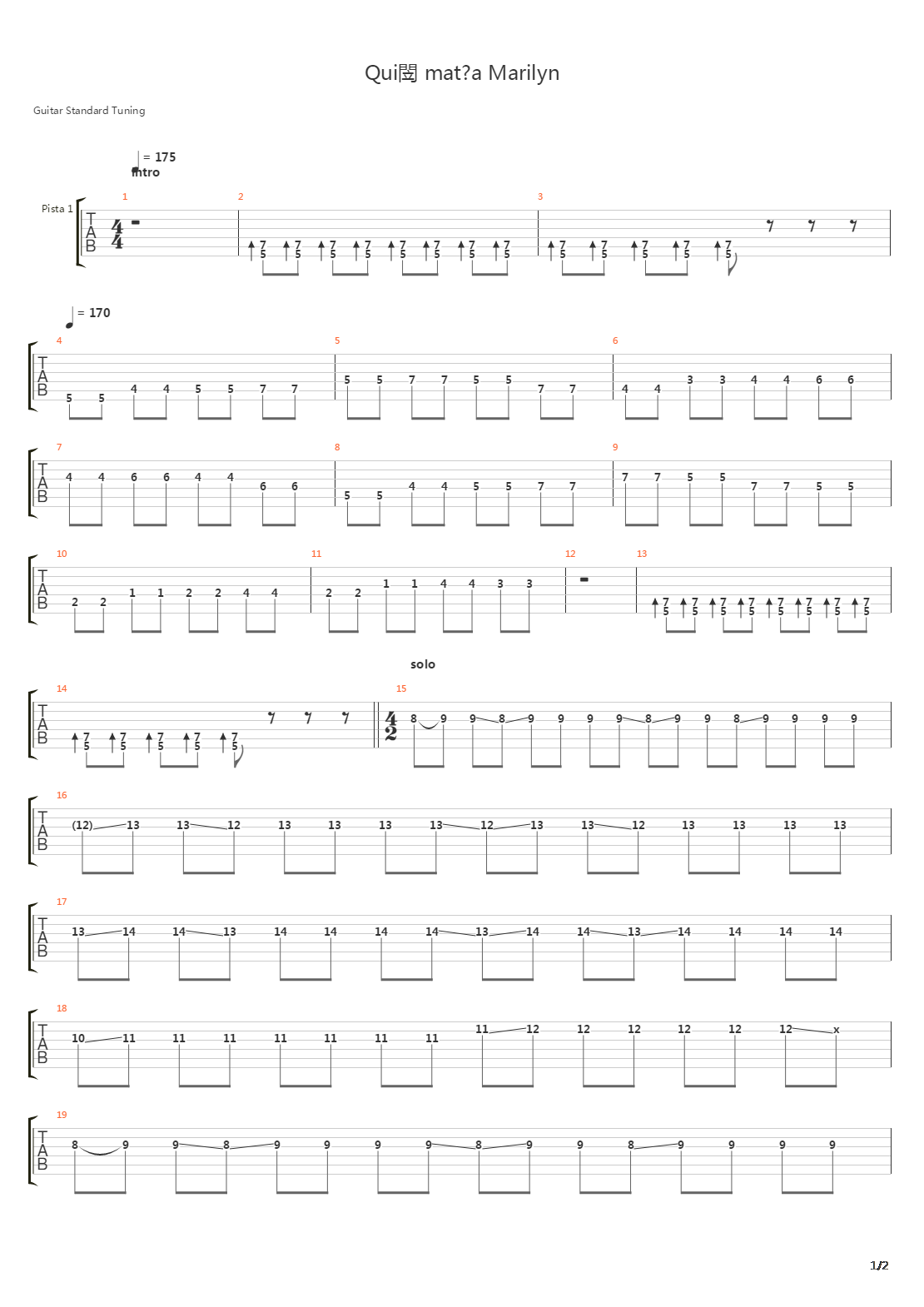 Quin Mat A Marilyn吉他谱