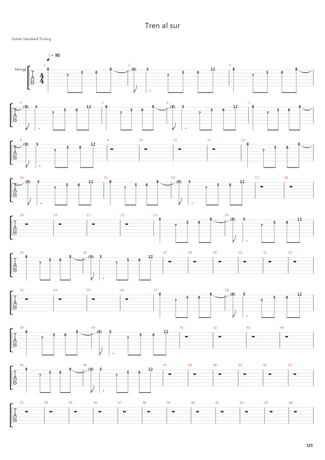 Tren Al Sur吉他谱