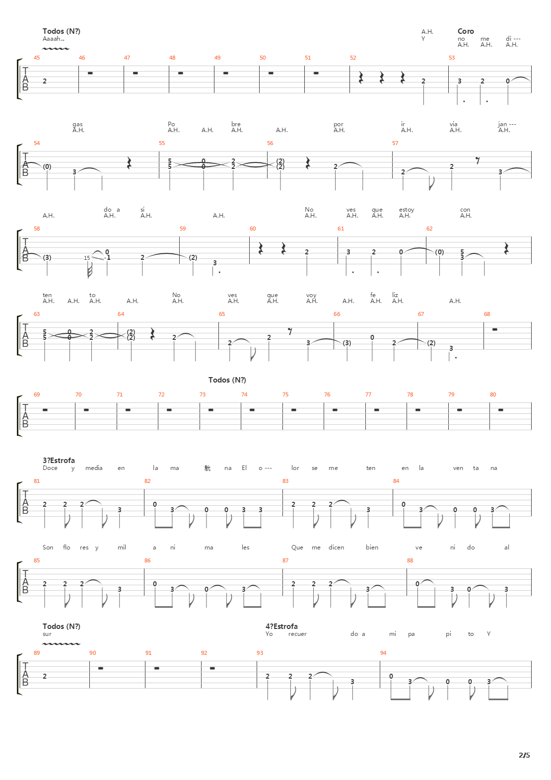 Tren Al Sur吉他谱