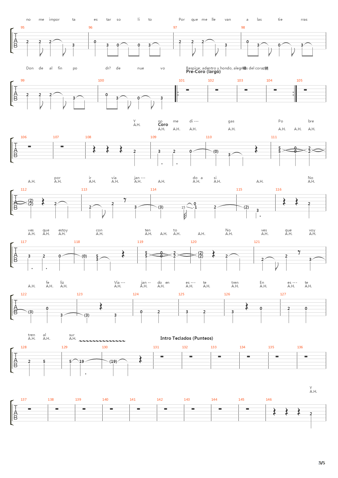 Tren Al Sur吉他谱