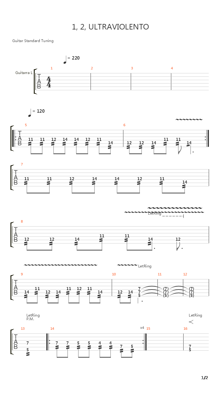 1 2 Ultraviolento吉他谱