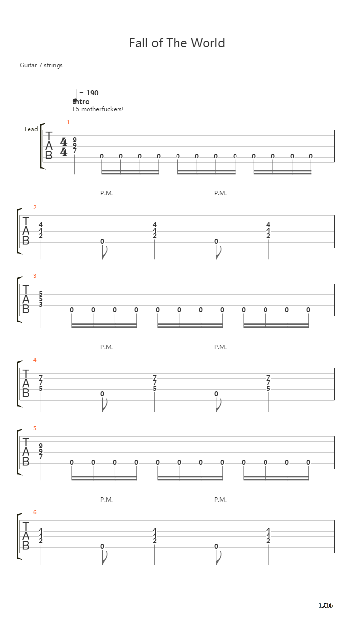 Fall Of The World吉他谱