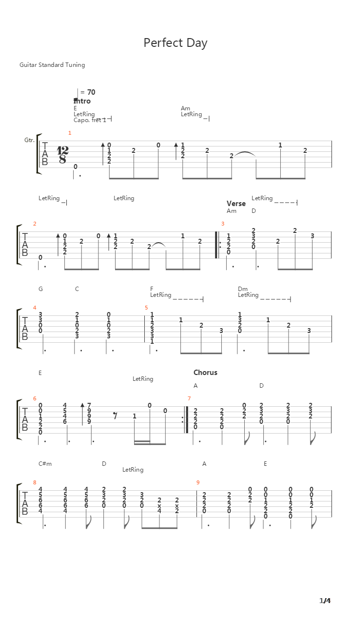 Perfect Day吉他谱