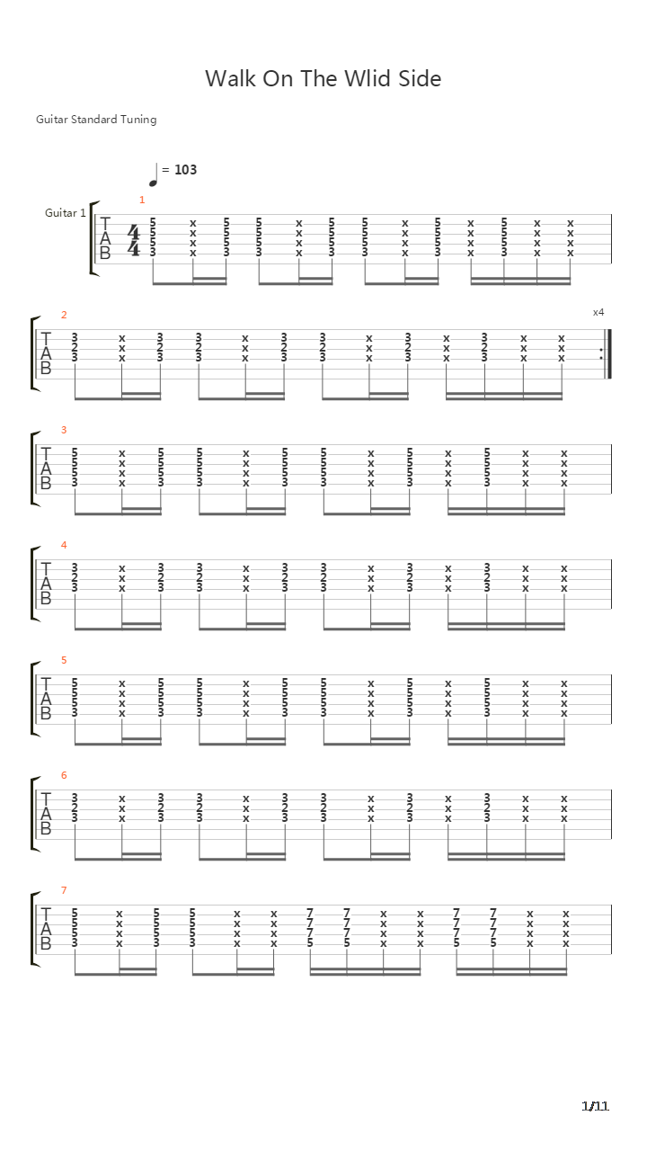 Walk On The Wild Side吉他谱