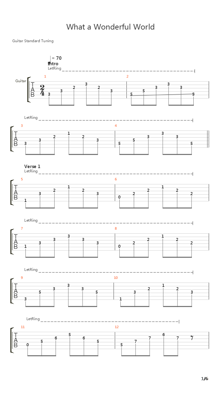 What A Wonderful World吉他谱