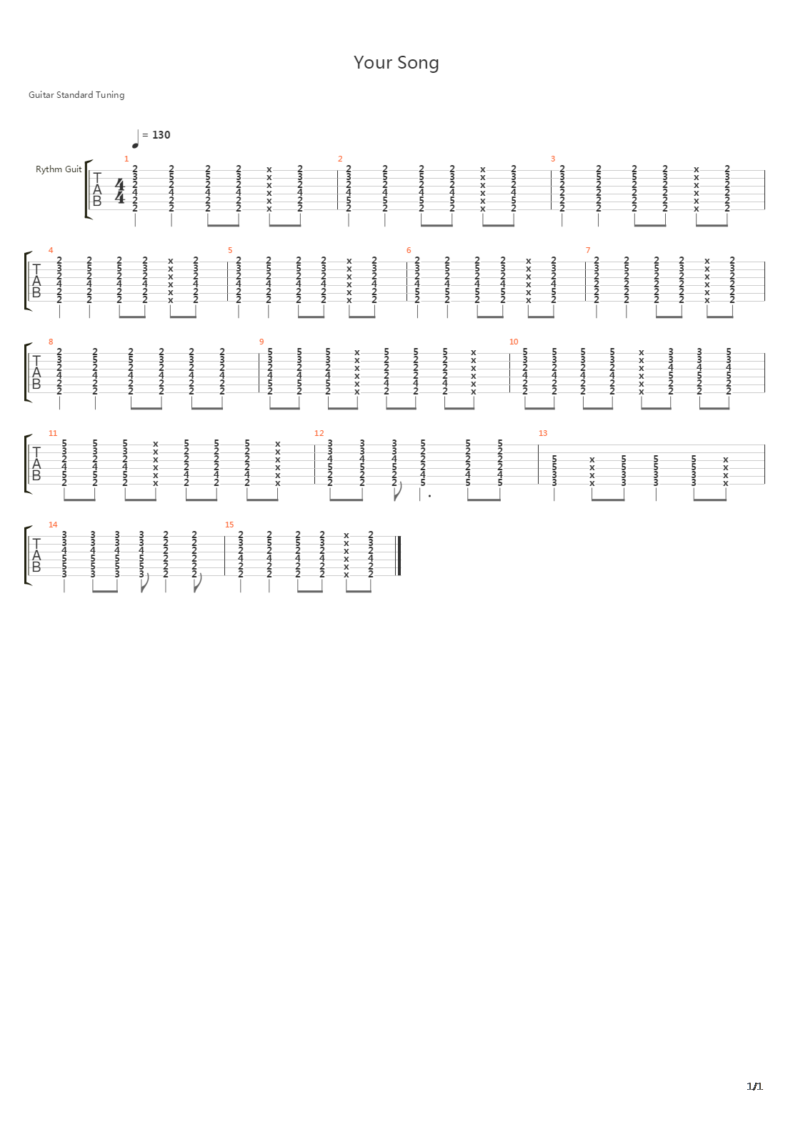 Your Song吉他谱