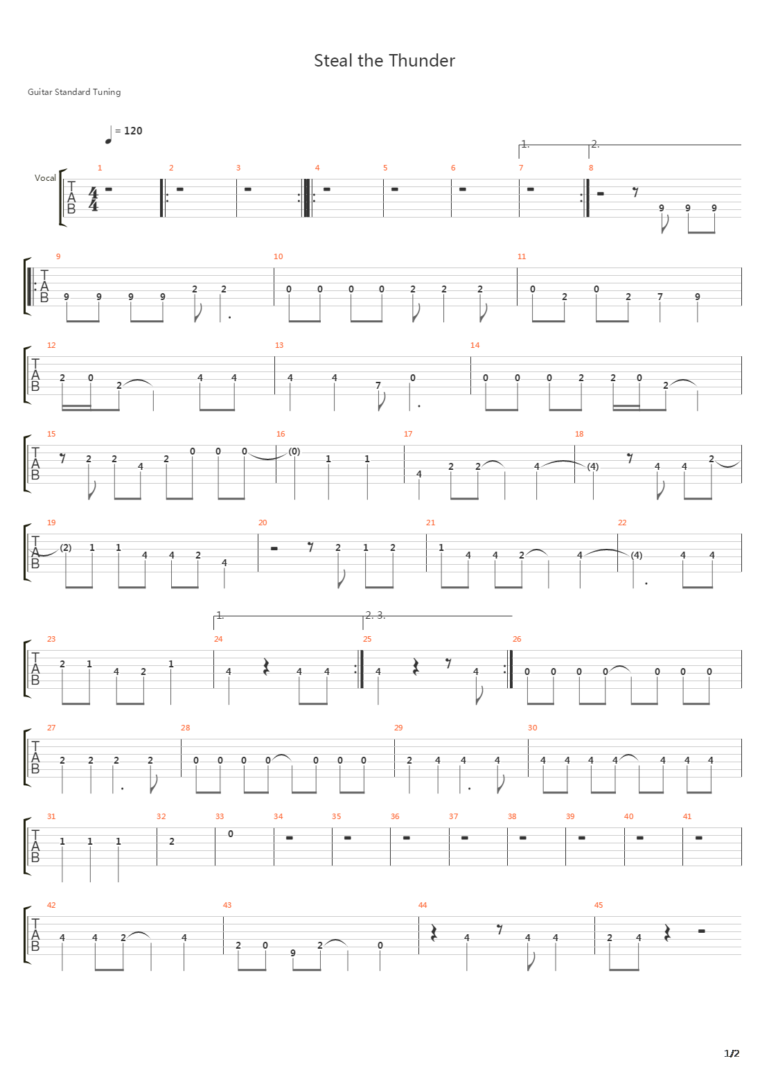 Steal The Thunder吉他谱