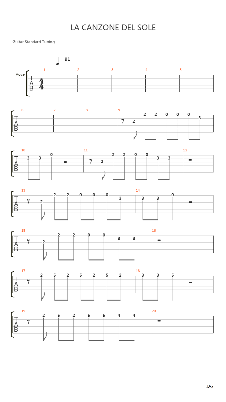 La Canzone Del Sole吉他谱