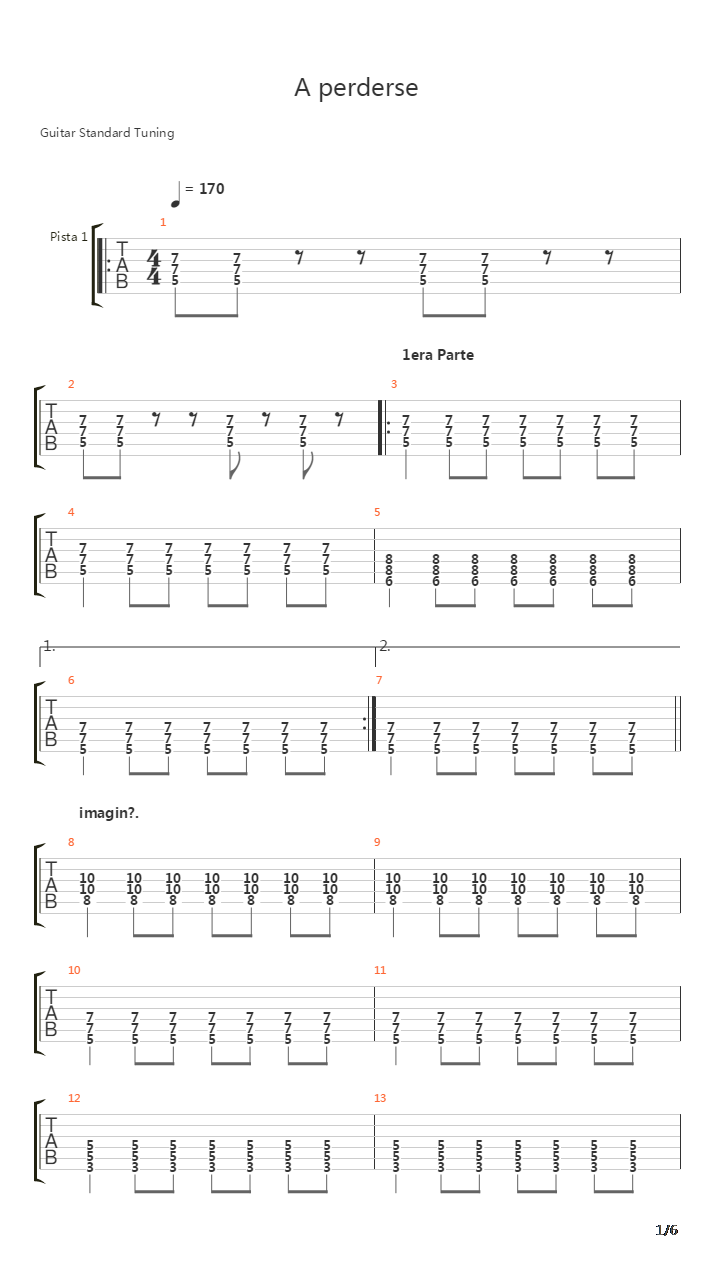 A Perderse吉他谱
