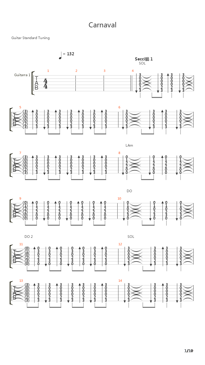 Carnaval吉他谱