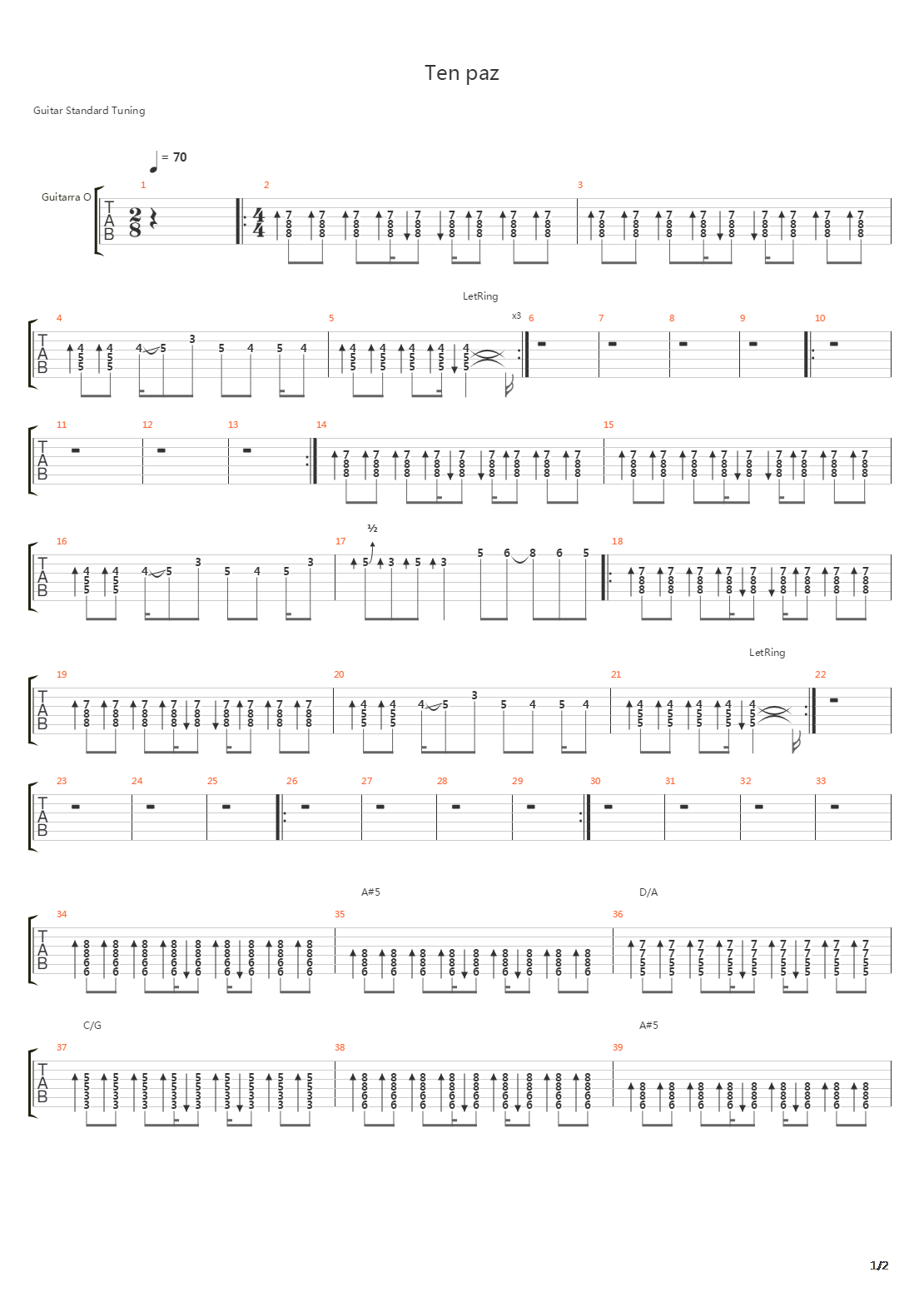 Ten Paz吉他谱