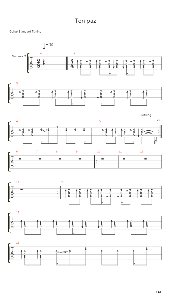 Ten Paz吉他谱
