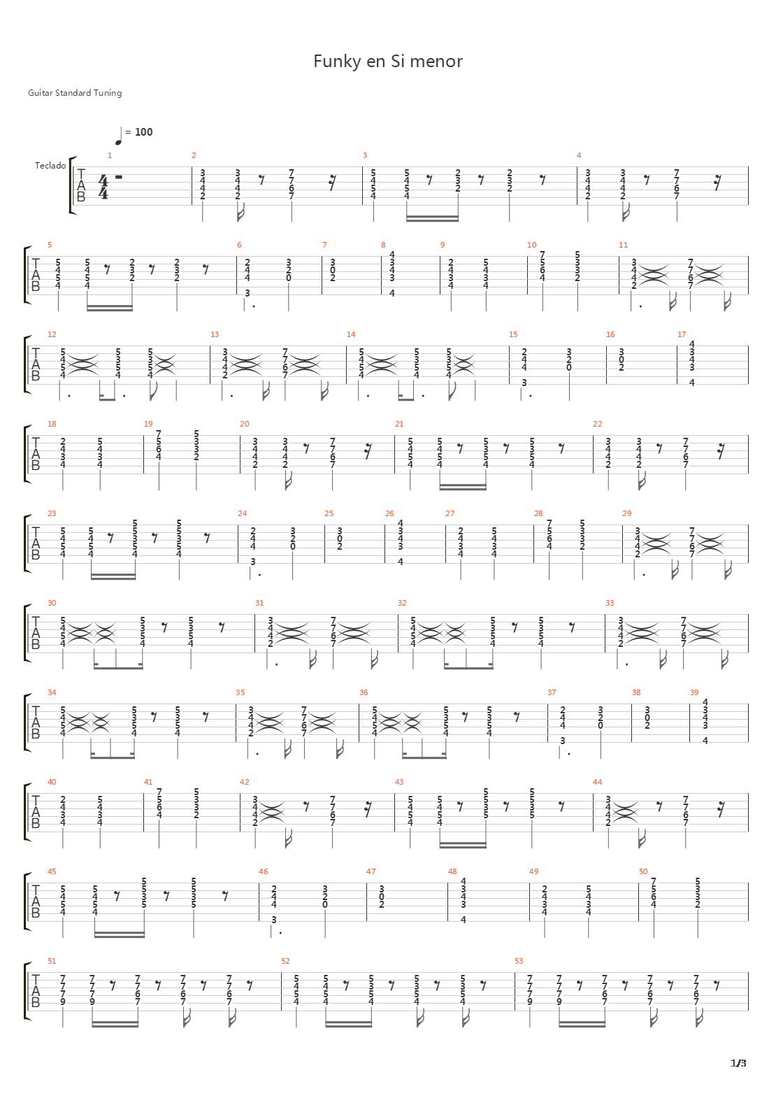Funky En Si Menor吉他谱
