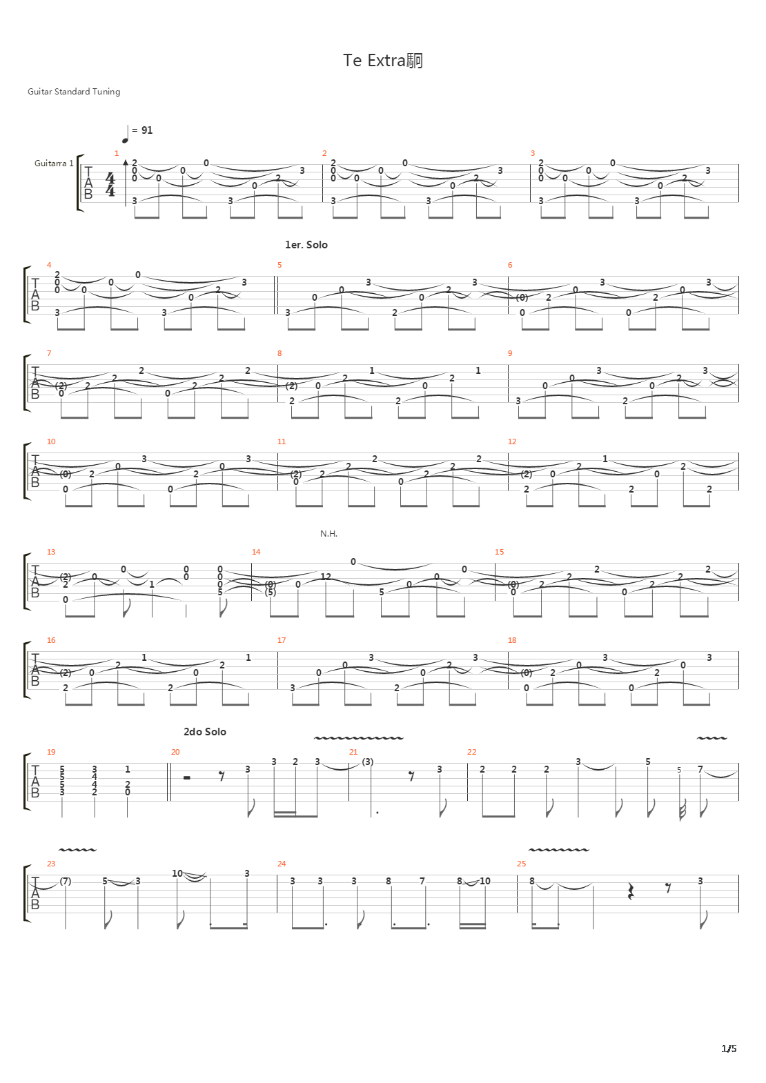 Te Extrao吉他谱