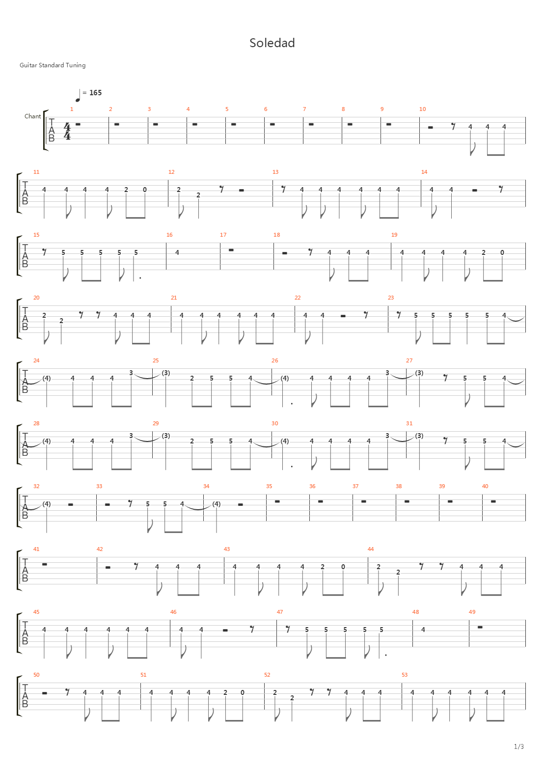 Soledad吉他谱