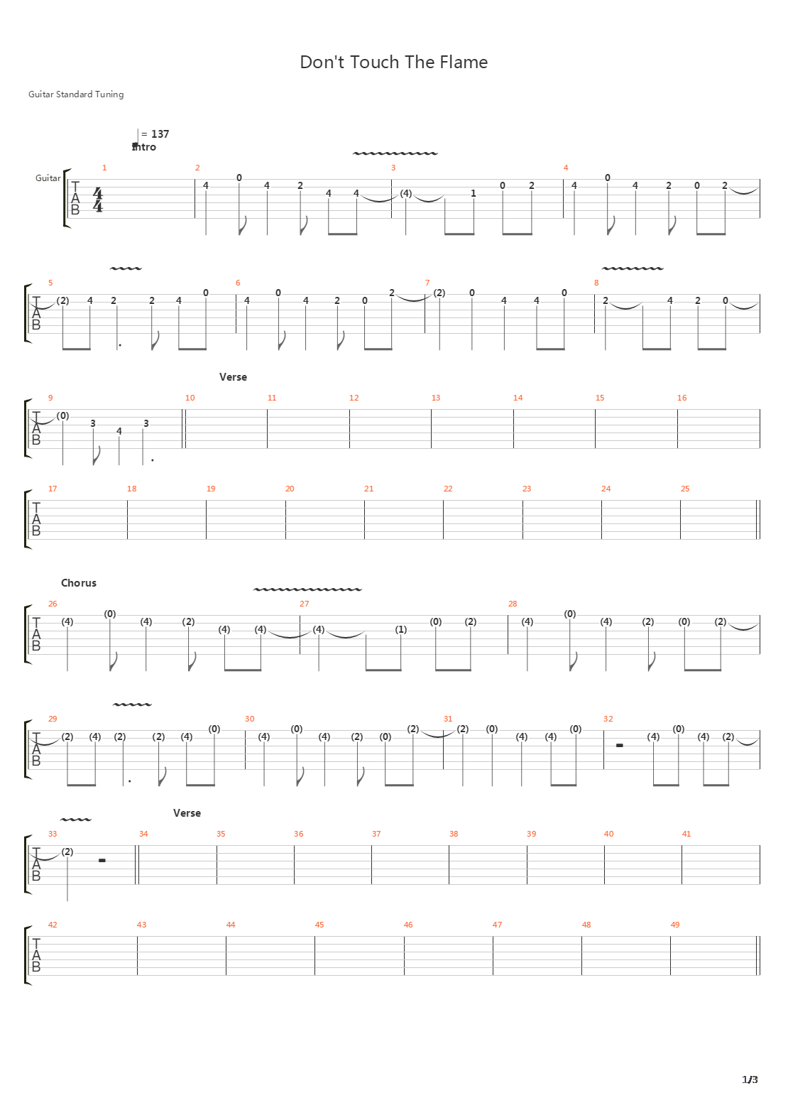 Dont Touch The Flame吉他谱