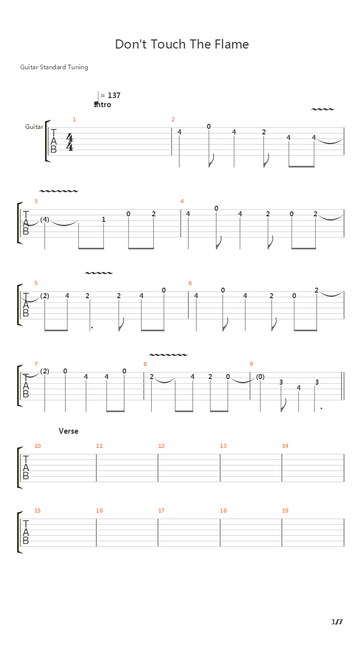Dont Touch The Flame吉他谱