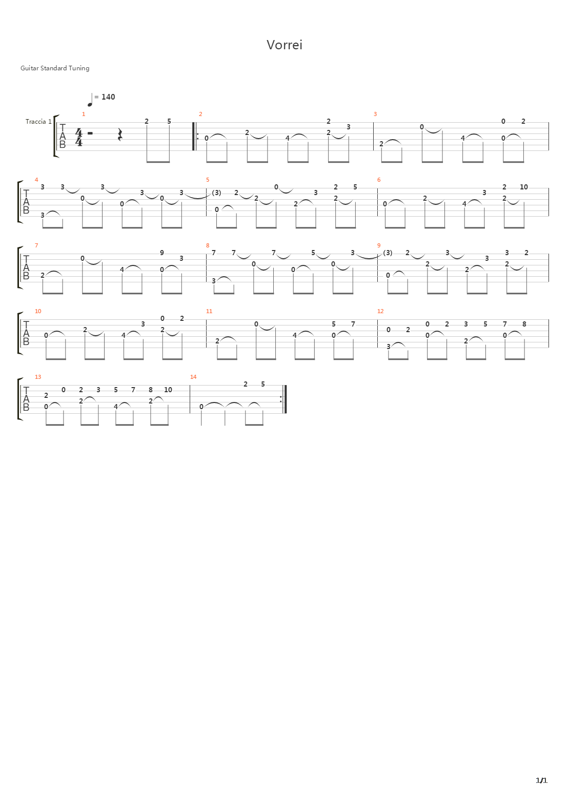 Vorrei吉他谱