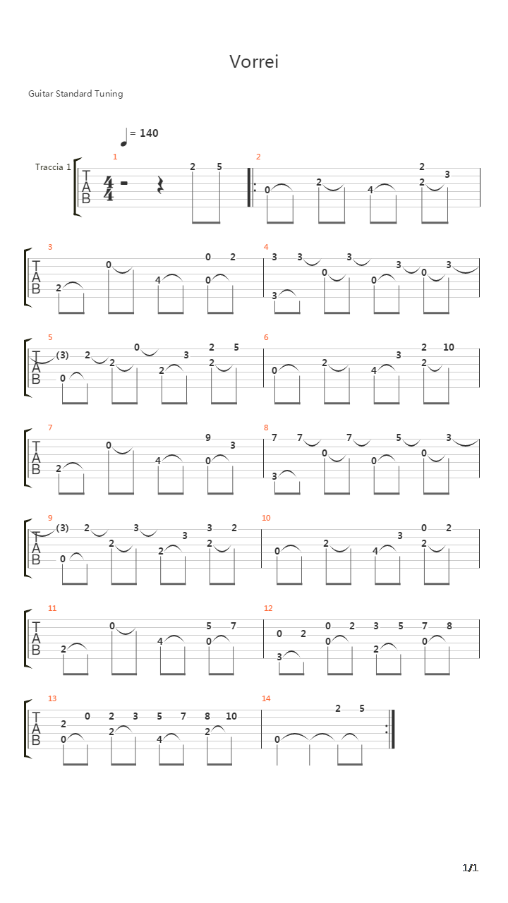 Vorrei吉他谱